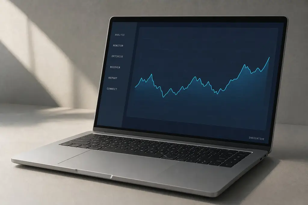 EnergyCloud dashboard on a laptop