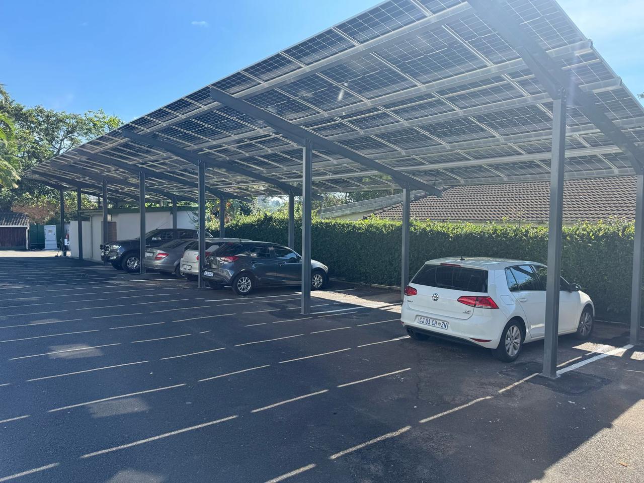 Village 95kW Carport Grid Tied Solar System — installation photograph