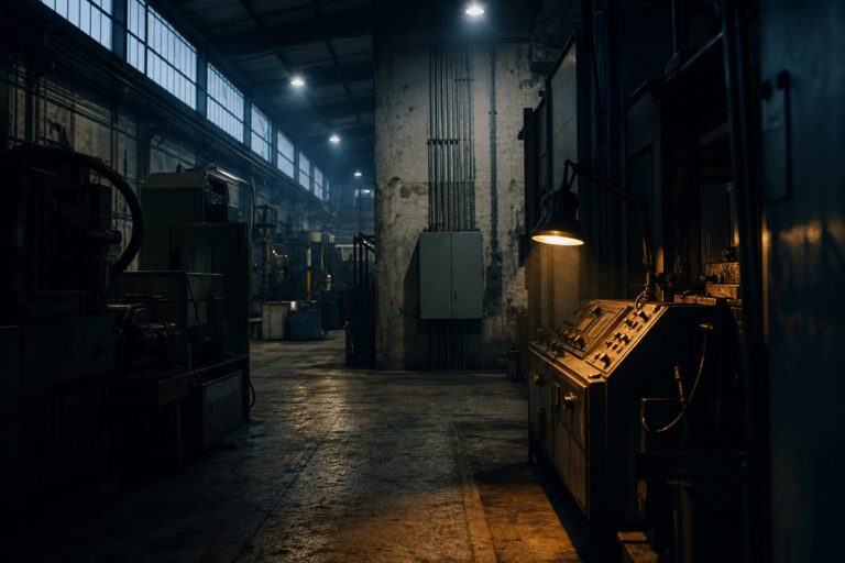 South African factory floor before the morning shift starts, when peak electricity demand is set